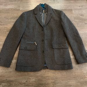 Ted baker grey wool jacket removable zipper liner size 3 medium